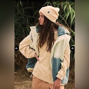 Free People Cream and Teal Vest